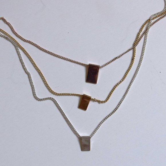 2/$20 Lauren Conrad Tri-Tone Gold Silver Rose Gold Minimalist Necklace - Picture 1 of 5